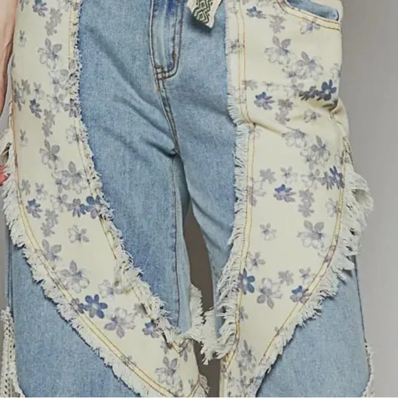 New POL Fall denim collection: “The Sissy” Patchwork Wide-Leg Regular Fit Jeans - Picture 2 of 4